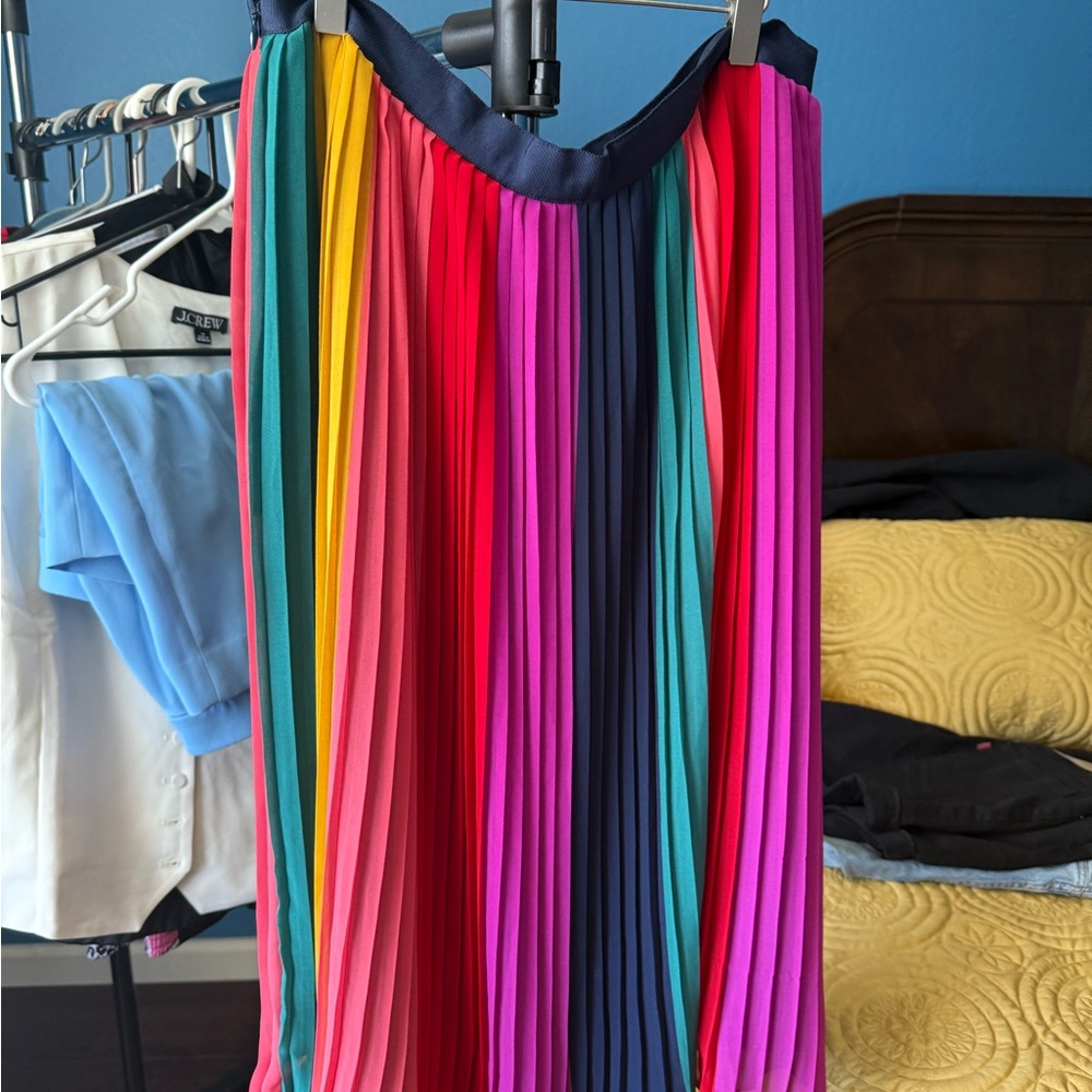 J. Crew Yellow and Orange Midi A-Line Skirt Resort Wear